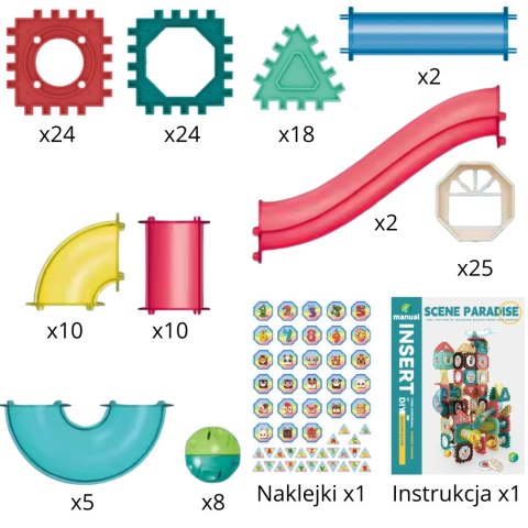 WOOPIE Klocki Magnetyczne Konstrukcyjne 3D Zestaw Edukacyjny Tor Kulkowy 128el.