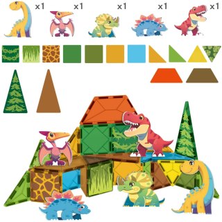 WOOPIE Magnetyczne Klocki Konstrukcyjne 7,5 cm Dino 30 el.