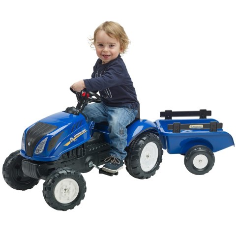 FALK Traktor na Pedały New Holland Duży z Przyczepką + Otwierana Maska od 2 lat