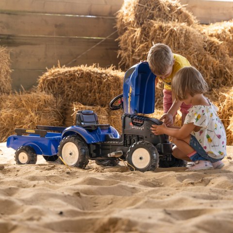FALK Traktor na Pedały New Holland Duży z Przyczepką + Otwierana Maska od 2 lat